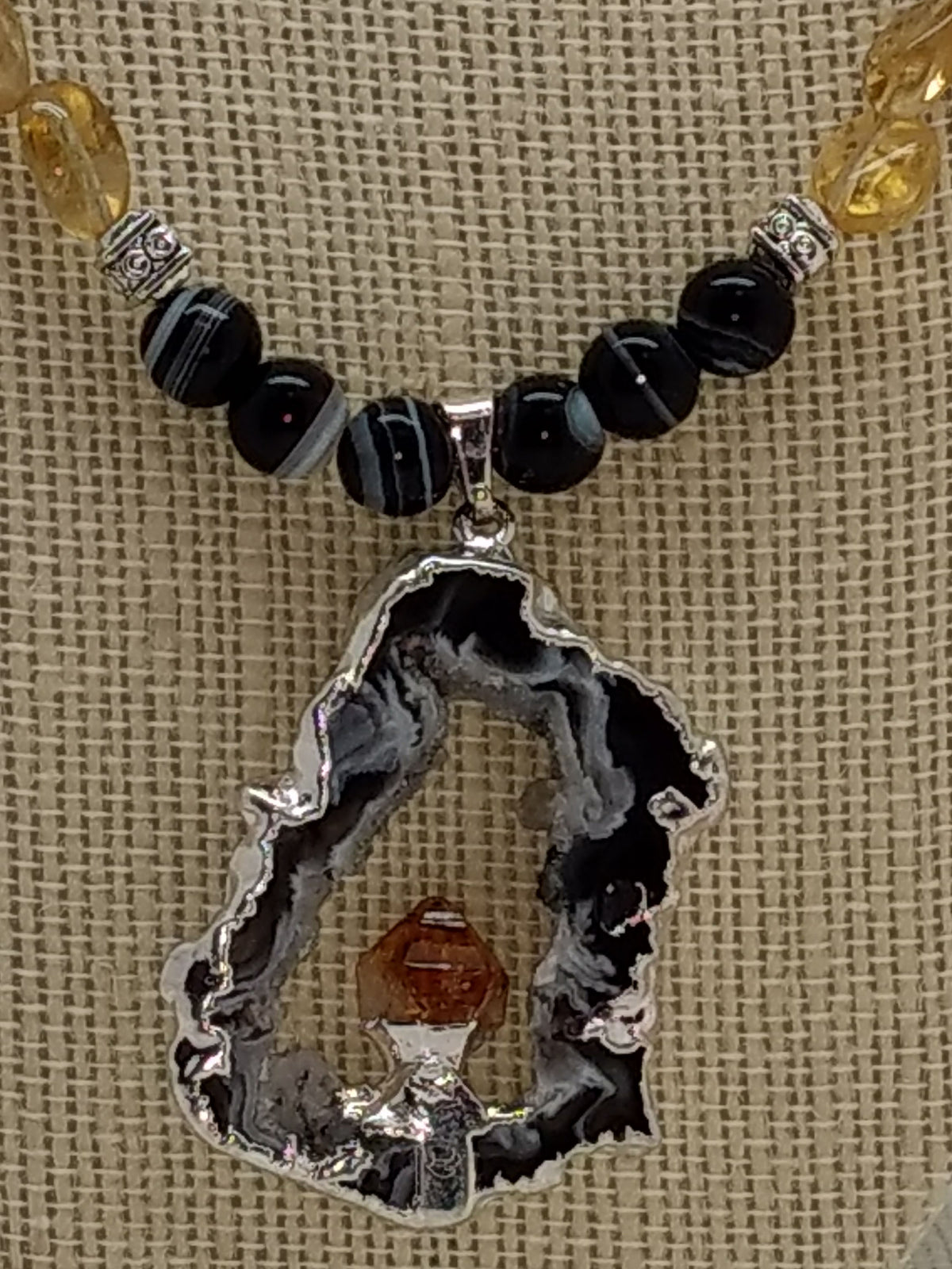 Onyx and Citrine Necklace
