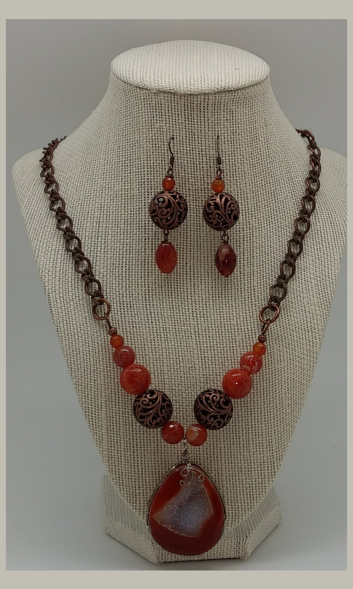 Red Fire Agate with Druzy Agate