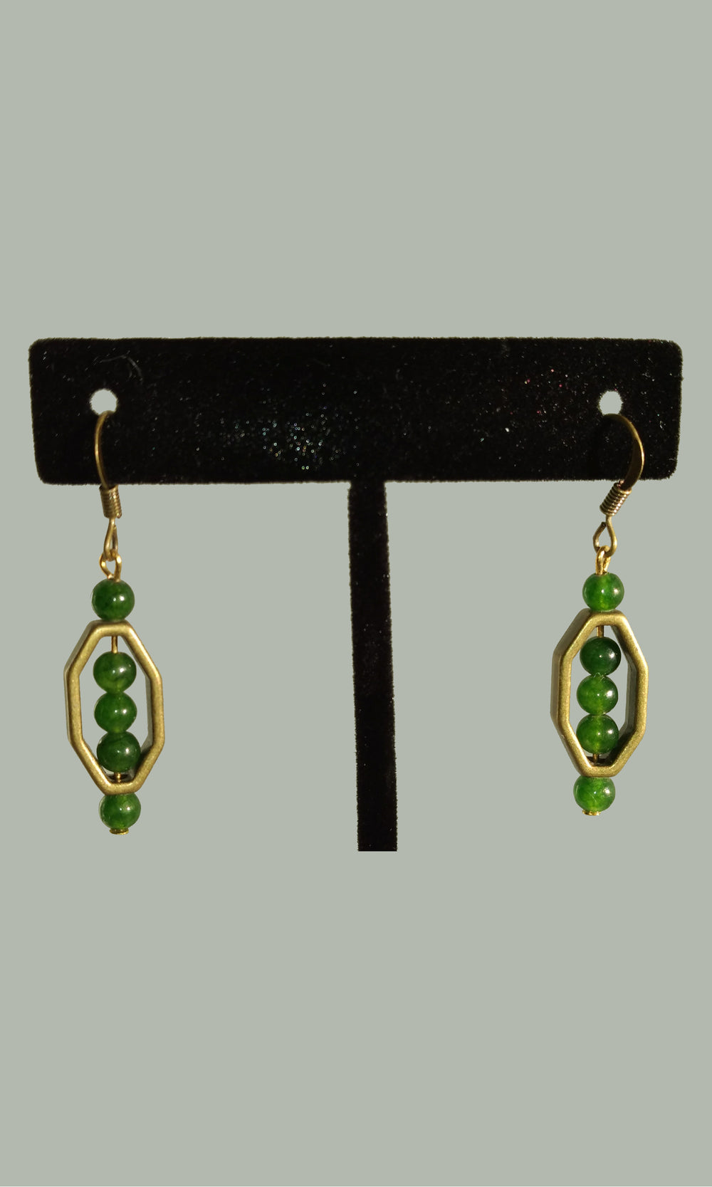 Jade with Brass Earrings