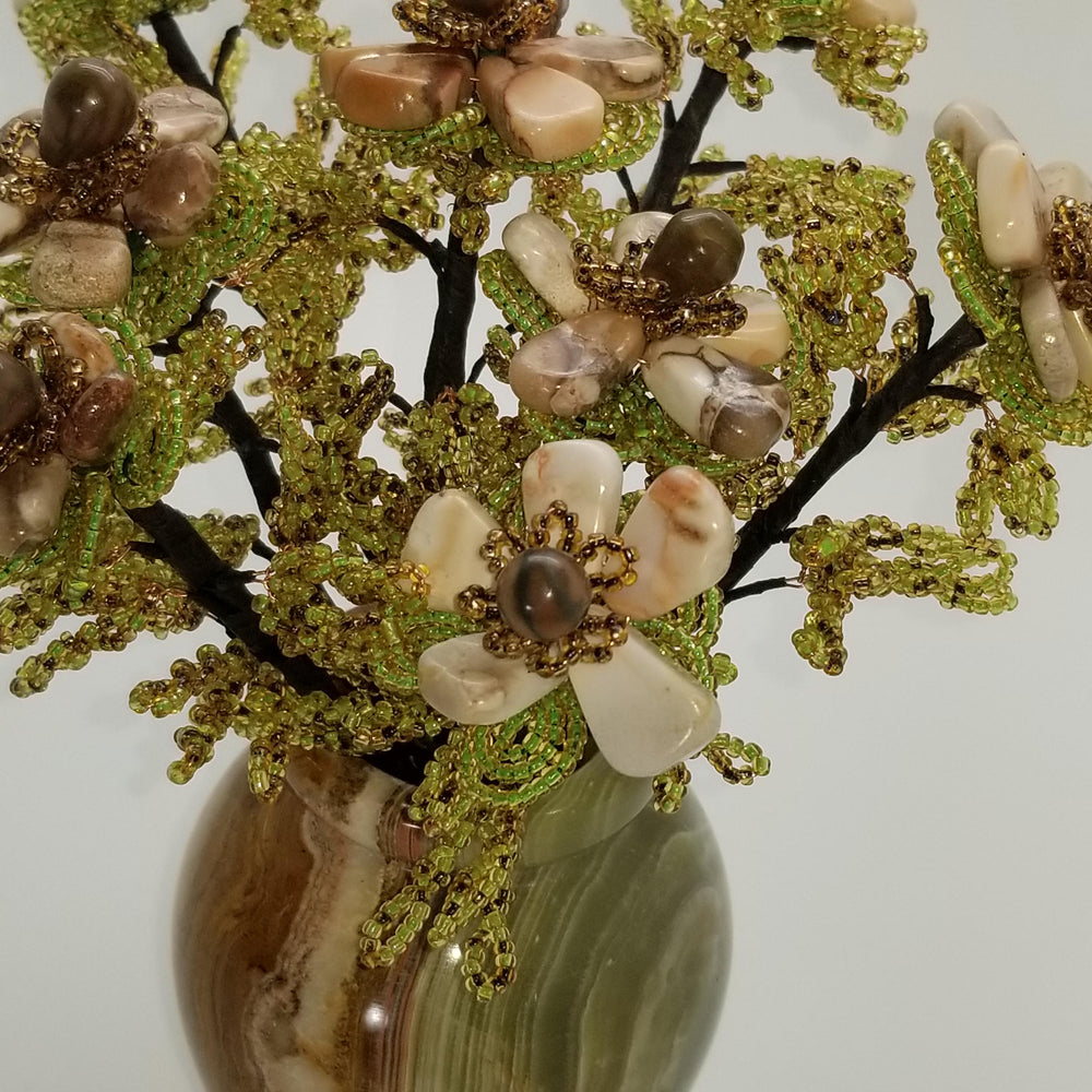 Jasper Bouquet with Mexican Onyx Stone Vase