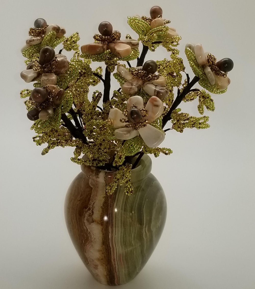 Jasper Bouquet with Mexican Onyx Stone Vase