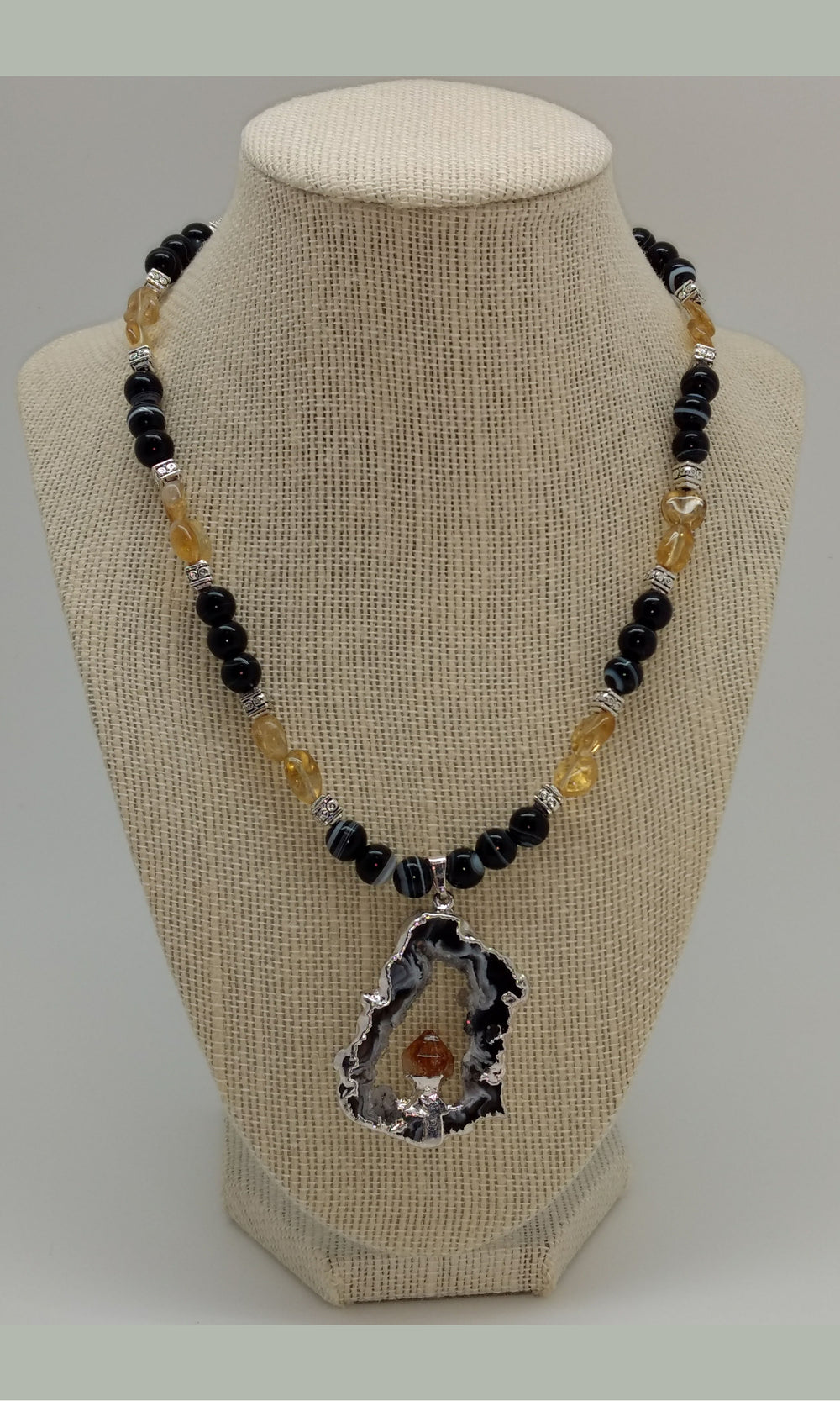 Onyx and Citrine Necklace