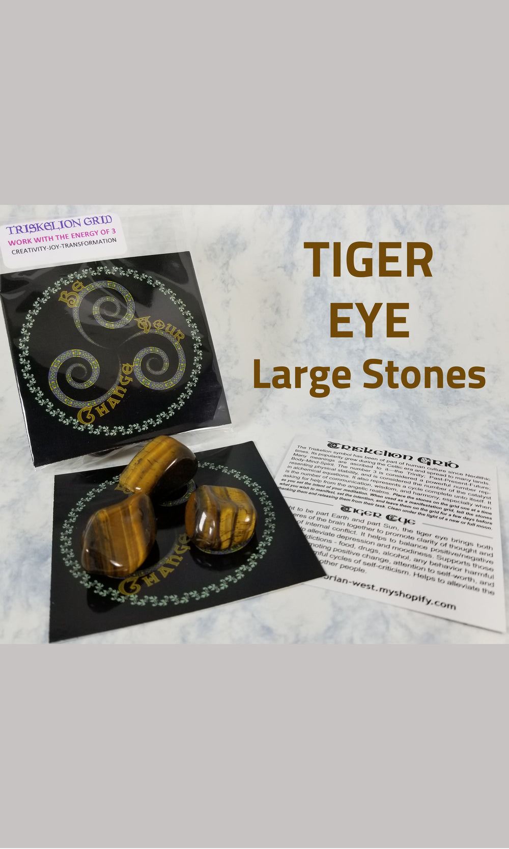 Triskelion Grid with Tiger Eye - Large Stones